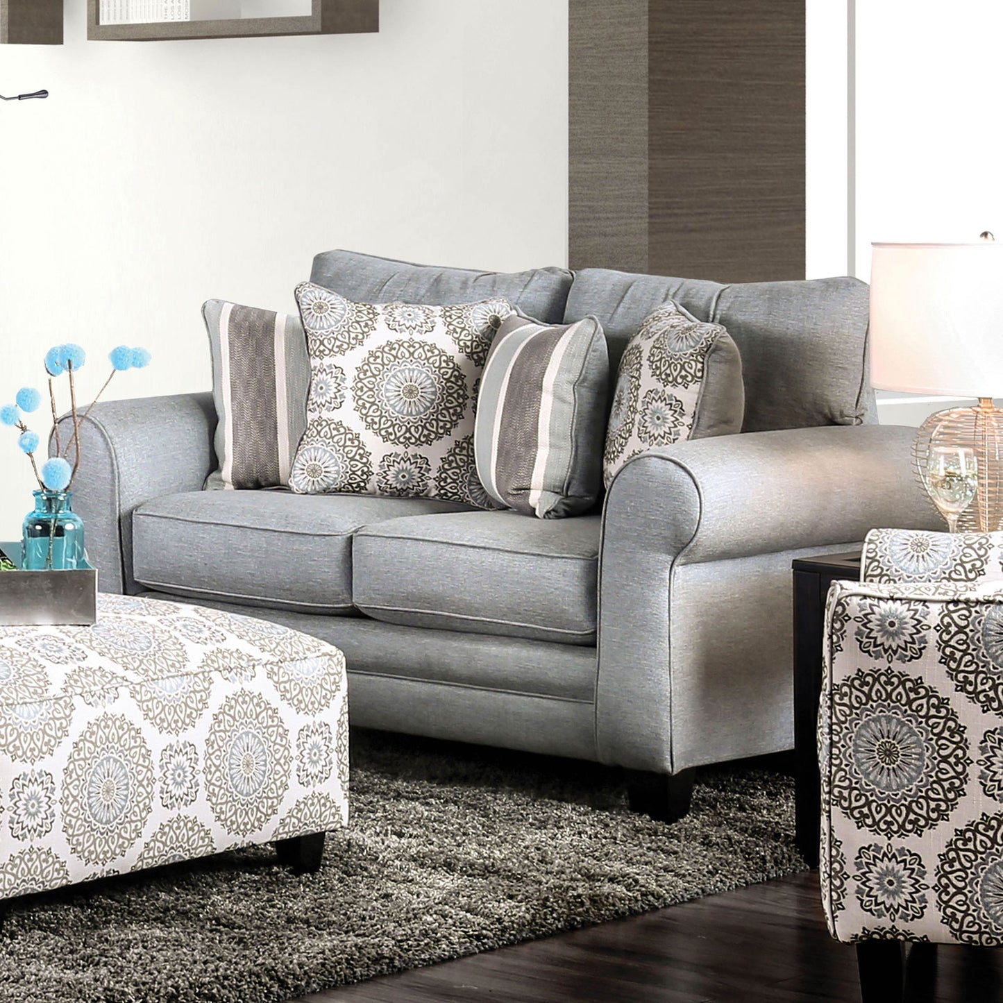 Misty Blue Gray Love Seat image