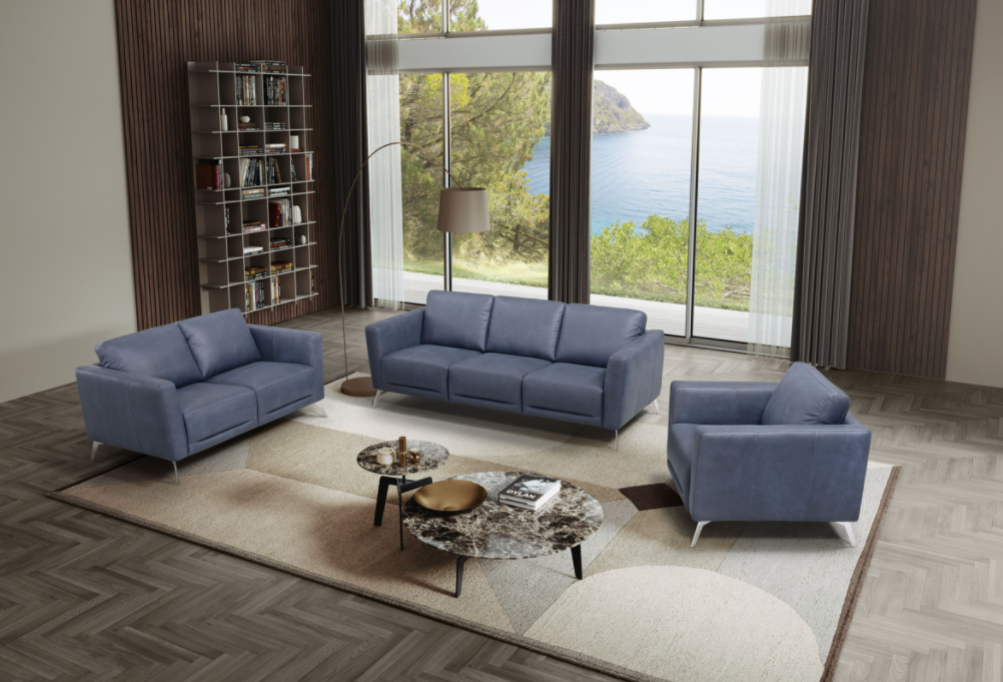 ACME Astonic Loveseat Blue Leather