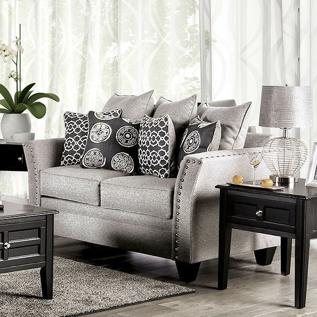 Furniture of America TALGARTH SOFA Loose Back Pillows & Tapered Black Feet Pillows Included