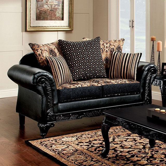 Furniture of America THEODORA LOVE SEAT Loose Back Pillows & High-Density Foam Cushions Pillows Included