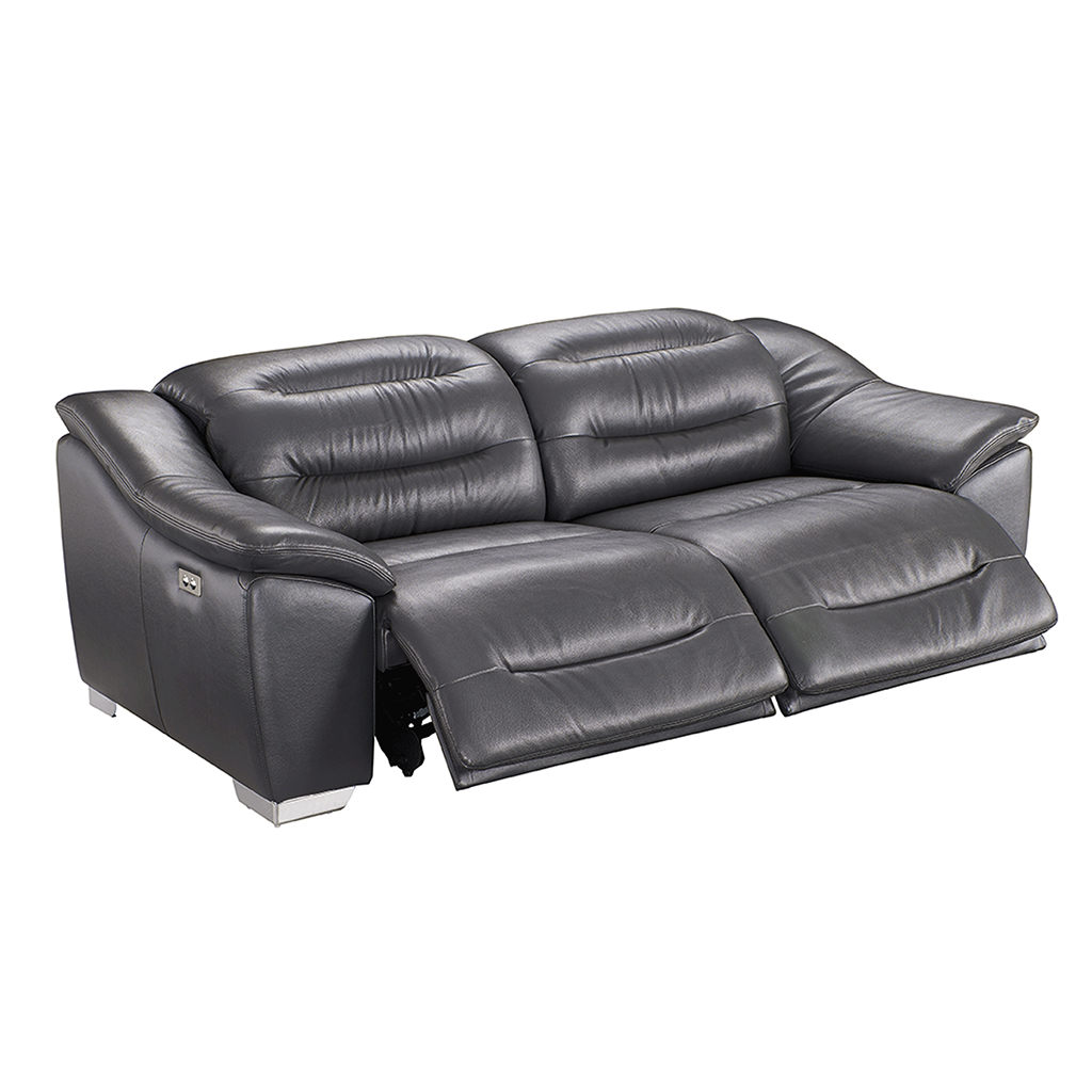 ESF 972 Dark Gray Charcoal Leather Electric Recliner Sofa