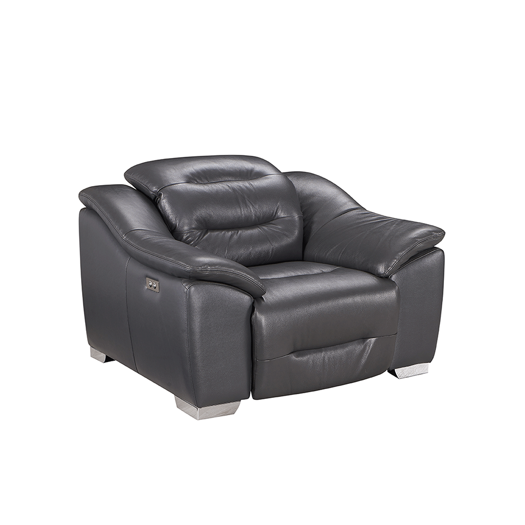 ESF 972 Dark Gray Charcoal Leather Electric Recliner Sofa