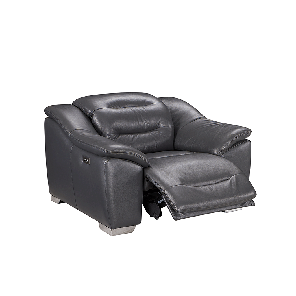 ESF 972 Dark Gray Charcoal Leather Electric Recliner Sofa