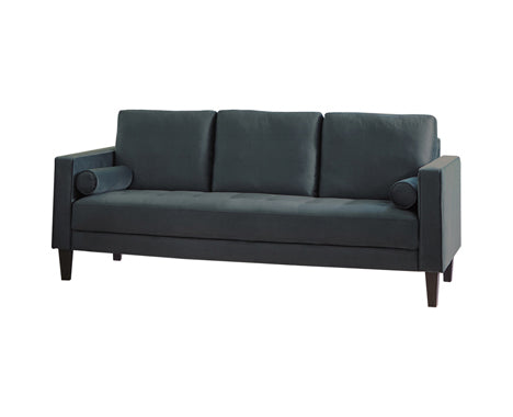 Coaster Gulfdale Cushion Back Upholstered Sofa Dark Teal| Velvet| With 2 pillows| Modern Silhouette