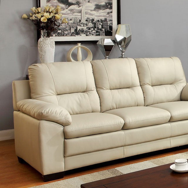 Furniture of America PARMA SOFA Leatherette, Solid Wood, Large Padded Arms and Plush Cushions