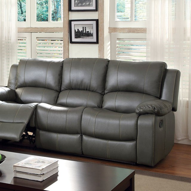 Furniture of America SARLES MOTION SOFA Contoured Seat, Fold-down Table in Center Sofa Seat and Plush Cushions