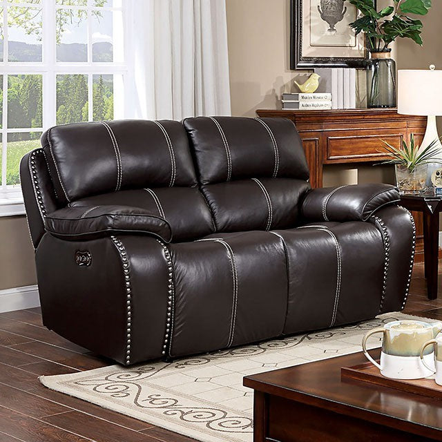 Furniture of America EPPI POWER LOVE SEAT  USB Port on Control Panel, Plush Arms and Back & Individual Nailheads