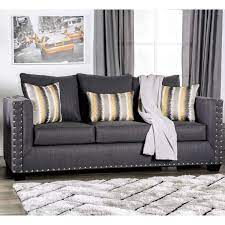 Furniture of America INKOM SOFA Box Cushions Seating, Medium Density Foam and Pillows Included