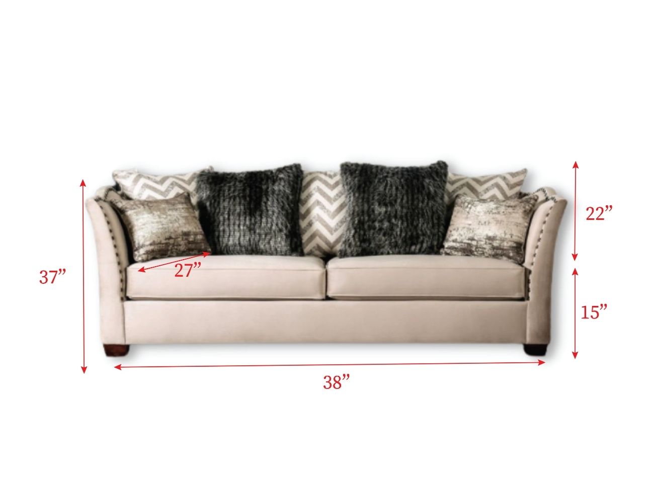 Furniture of America HAMPDEN SOFA Flared Arms, Loose Back Pillows, Box Cushion Seating and Pillows Included