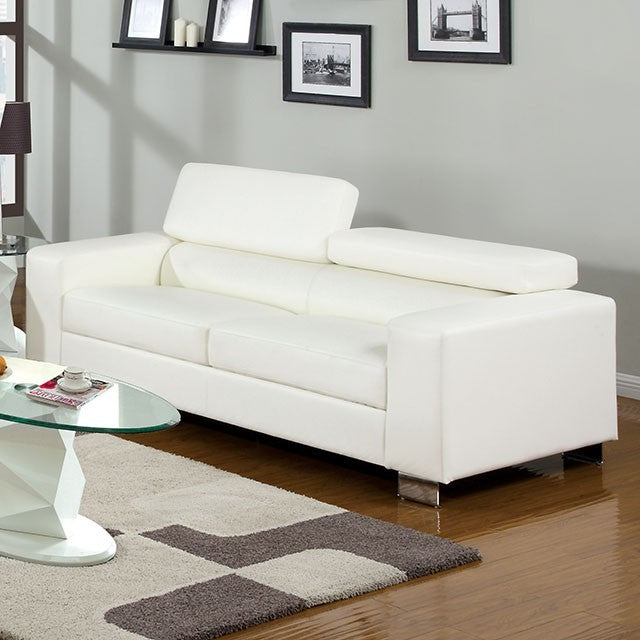 Furniture of America MAKRI SOFA Pneumatic Gas Lift Headrests, Chrome Legs and Track Arms