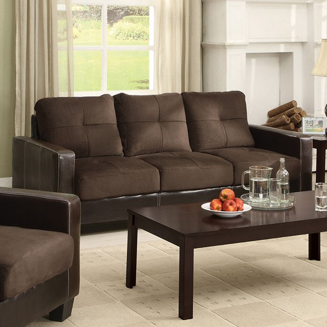 Furniture of America LAVERNE SOFA Elephant Skin Microfiber, Leatherette, Solid Wood and Padded Seats