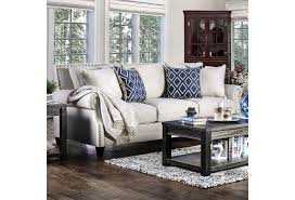 Furniture of America GIOVANNI SOFA Wooden Legs & High-Density Foam Cushions Pillows Included