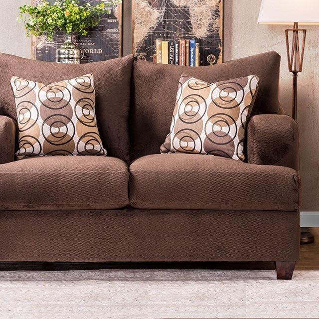 Furniture of America WESSINGTON LOVE SEAT High-Density Foam T-Cushions, Premium Fabric & Fitted Back Pillows