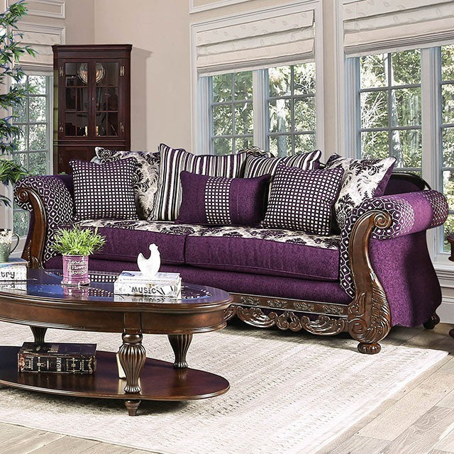 Furniture of America EMILIA SOFA High-Density Foam Cushions, Loose Back Pillows and Pillows Included